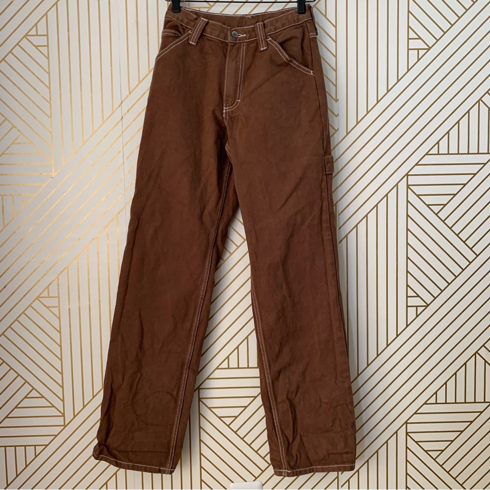 Brown Straight-Leg Work Pants